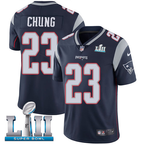 Nike Patriots #23 Patrick Chung Navy Blue Team Color Super Bowl LII Men's Stitched NFL Vapor Untouchable Limited Jersey